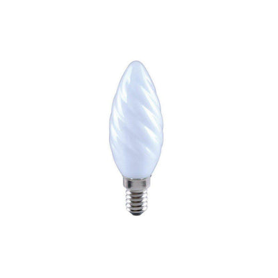 Lampada led a filamento oliva tortiglione bianco latte E14 2W tutto vetro luce calda