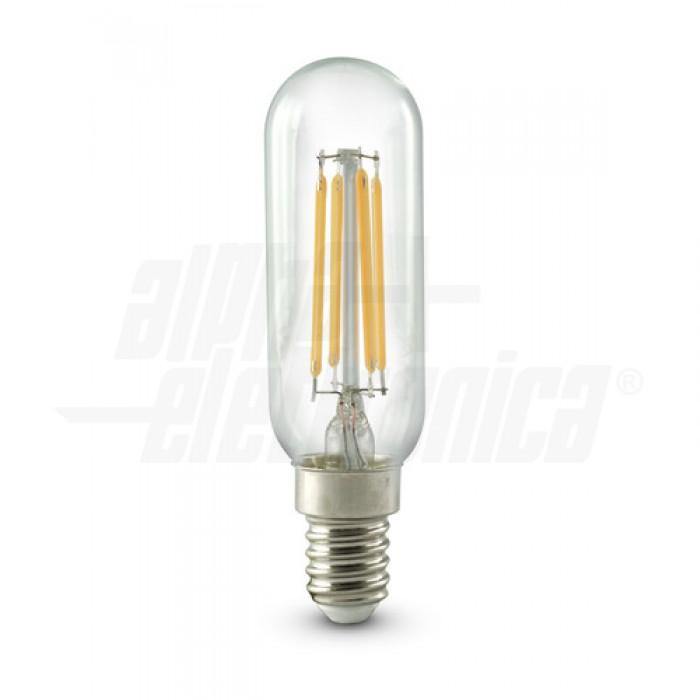 Lampada led a filamento tubolare E14 4,5W trasparente tutto vetro luce calda ideale per cappa