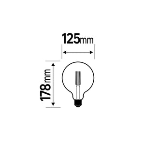 Lampadina Led Globo E27 11W Filamento Dimmerabile Trasparente 1521 lumen Luce Calda D.125mm