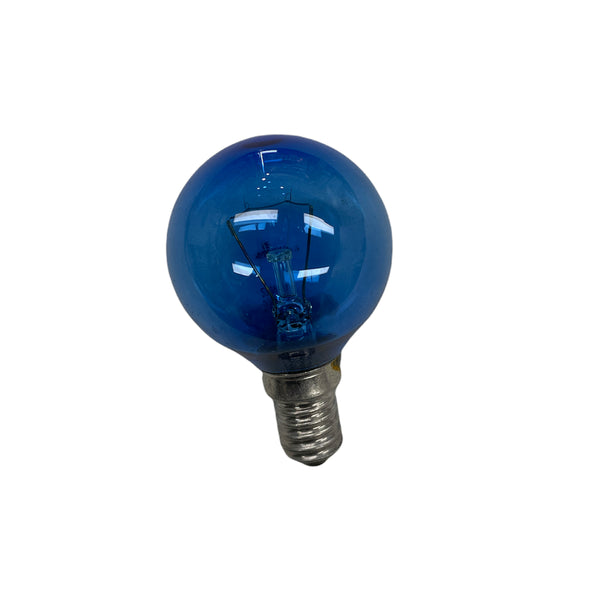 Lampadina Solare Blu E14 40W Incandescenza Sfera Vetro Azzurrato
