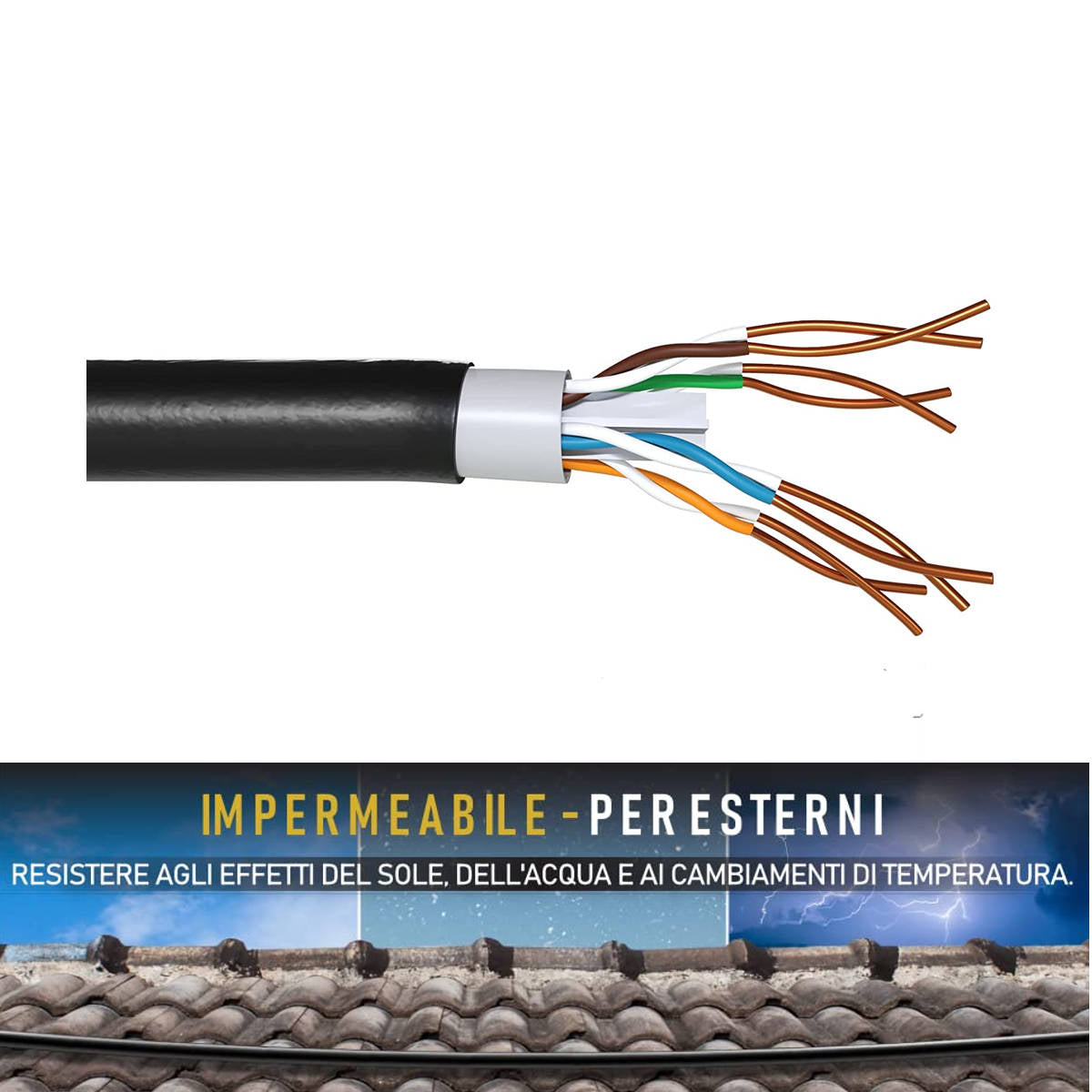 Câble Ethernet extérieur Skein Cat.6 U/UTP 305mt Rigid Pure Copper CPR Installation Fixe, Noir