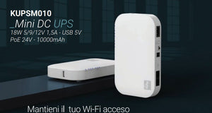 Mini UPS 12V per Modem Router 18W 5/9/12V 1,5A USB 5V PoE 24V Batteria 10000mAh