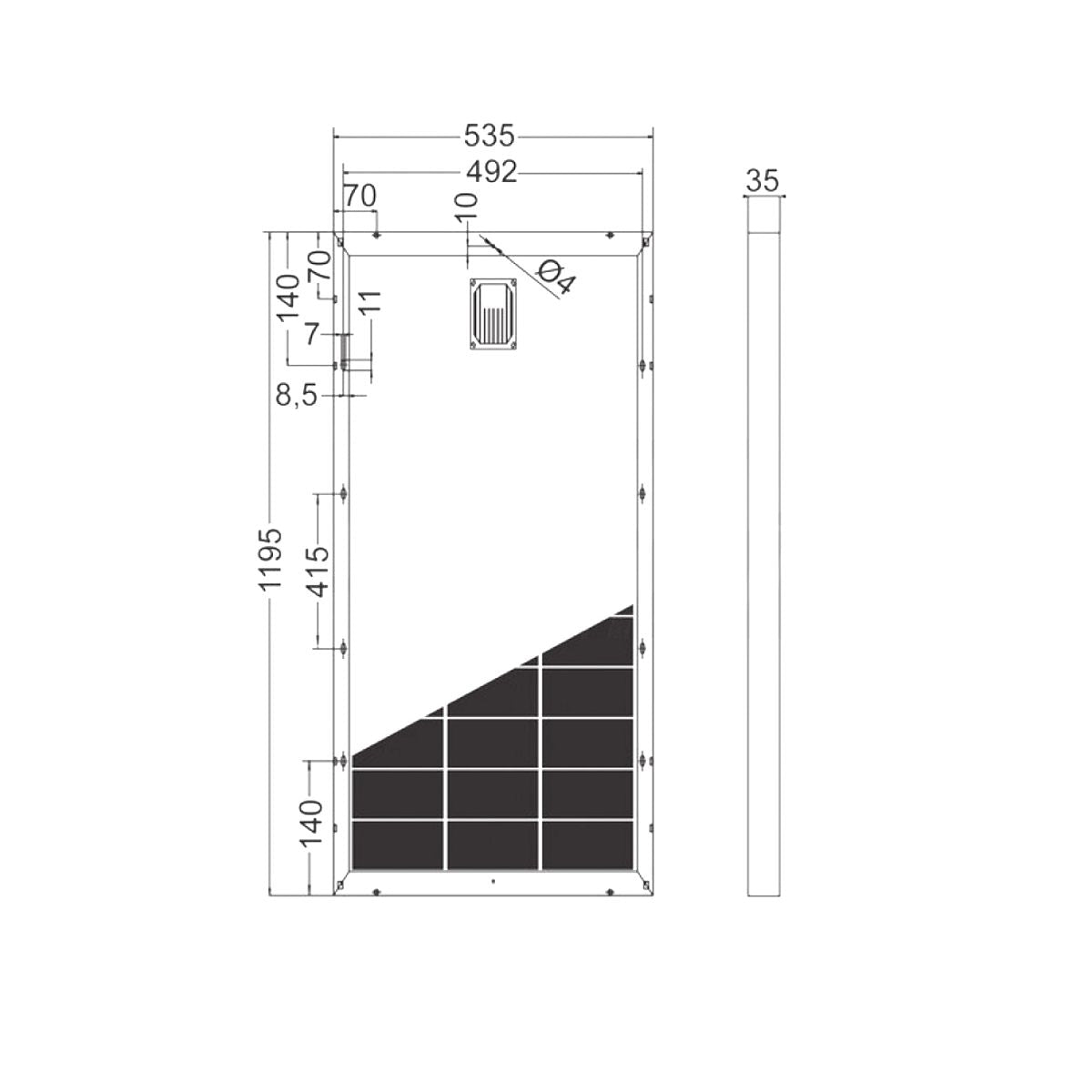 Pannelli Solari Fotovoltaico Monocristallino 105W 24,3V