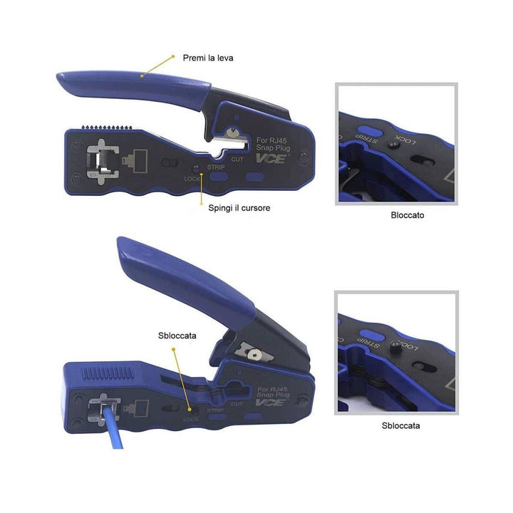 Pinza Crimpatrice RJ45 Passante Professionale - Per Cavi Ethernet CAT5e, CAT6, CAT7 - Foto 8
