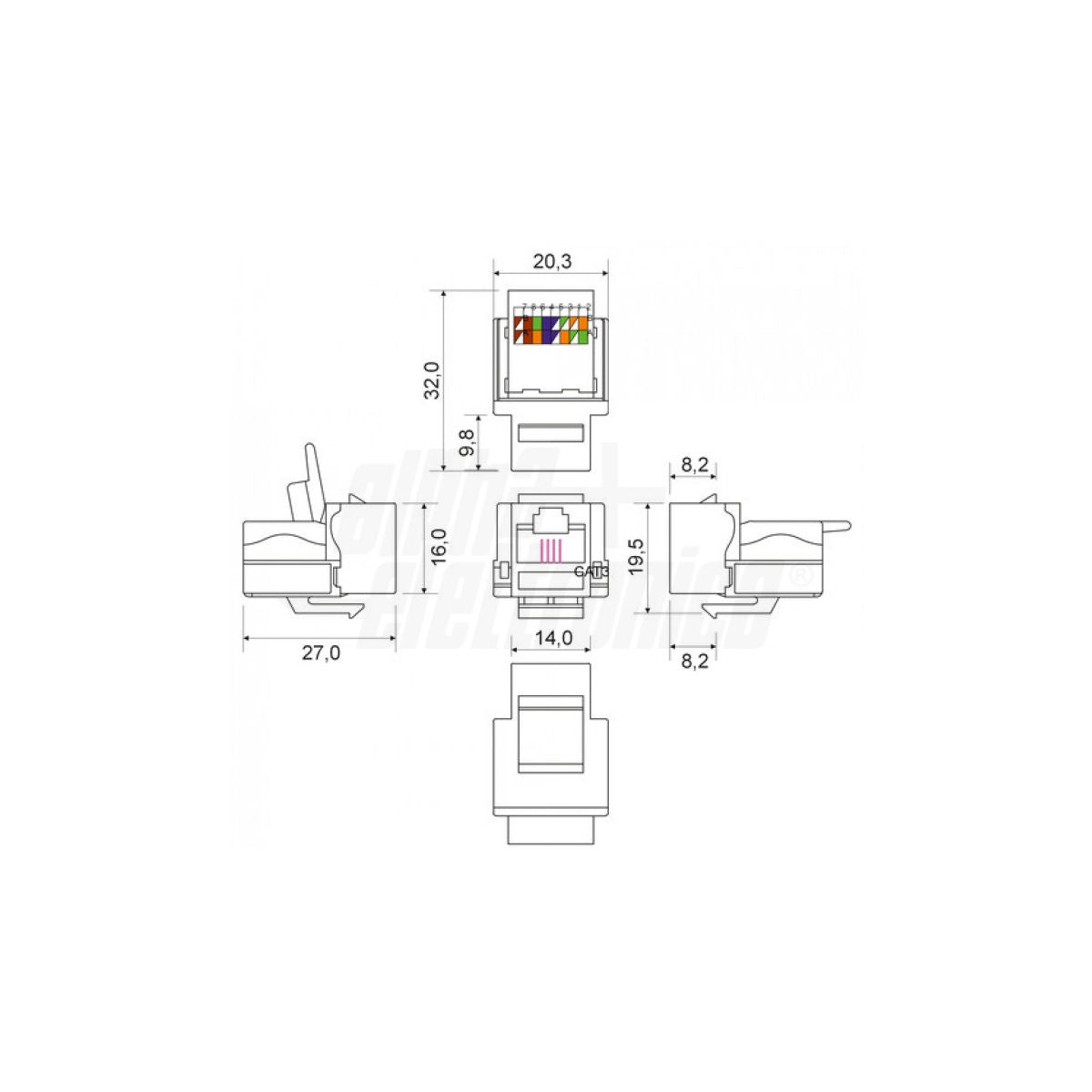 Presa RJ11 frutto keystone telefonico cat.3 bianco