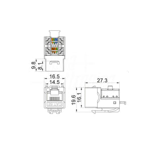 Presa RJ45 ethernet frutto keystone cat.5e utp non schermata connessione 110 IDC