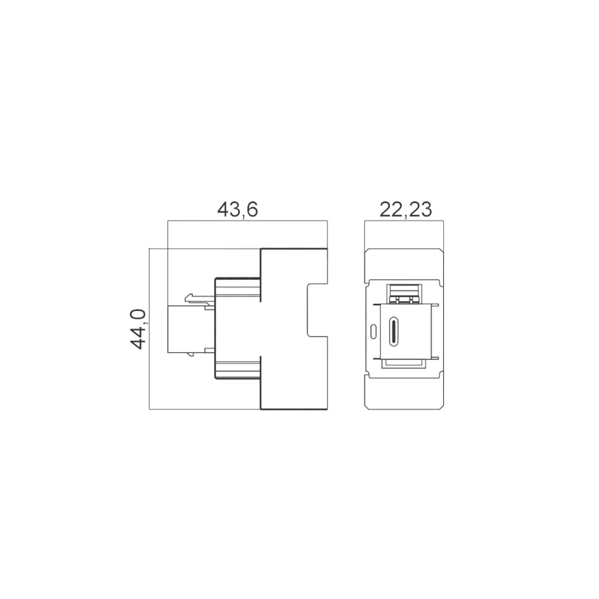 Presa USB-C da Muro 5V 3A 18W Power Delivery Modulo Aggancio Keystone per Serie Civili per Ricarica, Nero