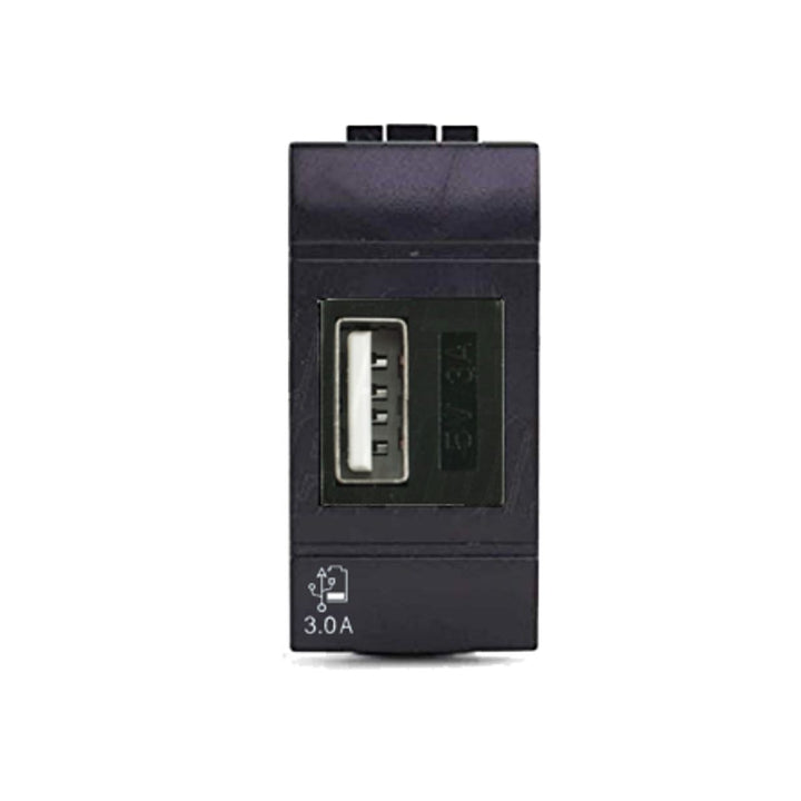 Presa USB Living Light 5V 3A 15W Compatibile Bticino 1 Modulo, Nero