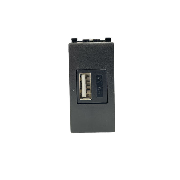 Presa USB Vimar Eikon Compatibile da Muro 5V 3A 15W Tipo A 20292.AC Nero