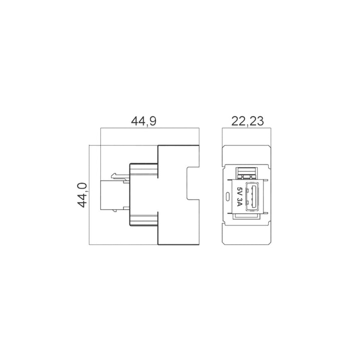 Presa USB Vimar Plana 5V 3A 15W Compatibile Vimar 14292 1 Modulo, Bianco
