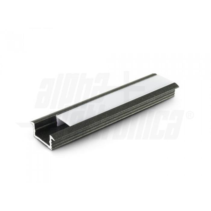 Profilo led incasso 2mt alluminio nero con cover nera PMMA made in italy black light - Oniroview