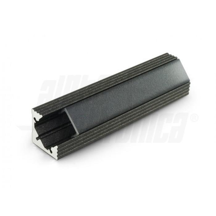 Profilo led angolare 2mt alluminio nero con cover nera PMMA made in italy black light