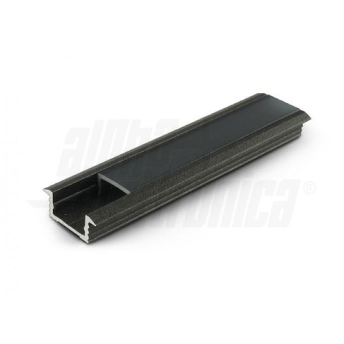 Profilo led incasso 2mt alluminio nero con cover nera PMMA made in italy black light
