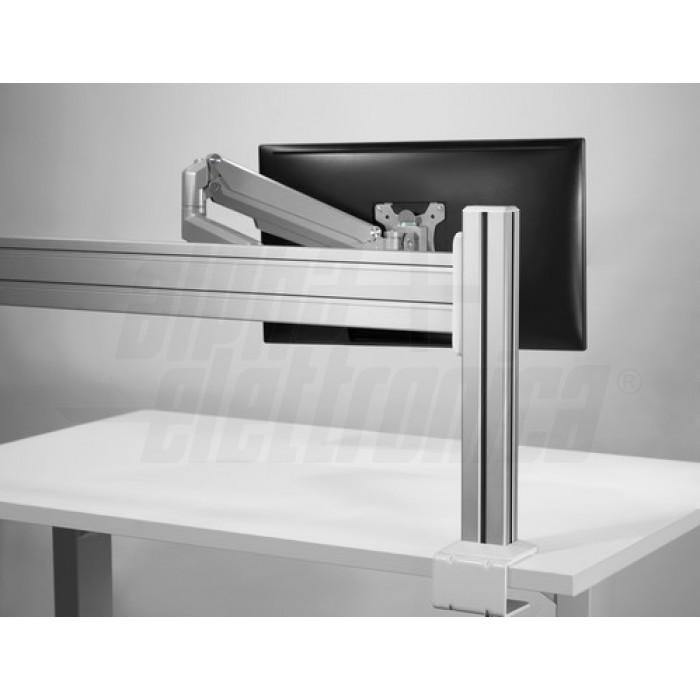 Set di 2 colonne in acciaio per montaggio su scrivania altezza regolabile per sistema SlatWall - Con morsetto