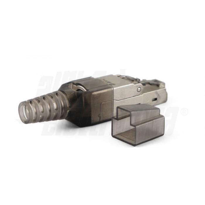 Spina modulare plug rj45 silver 8p8c cat.6A montaggio a pressione senza attrezzi tool-less per cavi rigidi e trefoli schermata - Oniroview