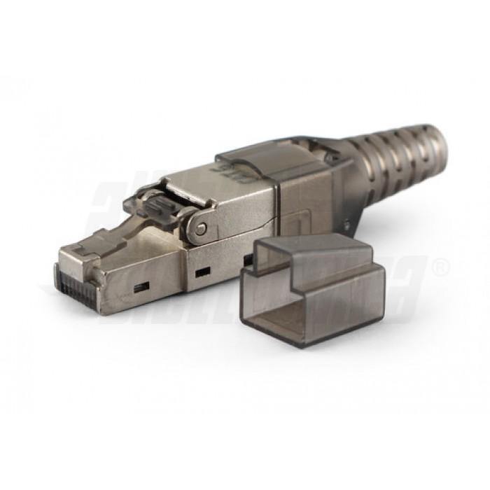 Spina modulare plug rj45 silver 8p8c cat.6A montaggio a pressione senza attrezzi tool-less per cavi rigidi e trefoli schermata - Oniroview