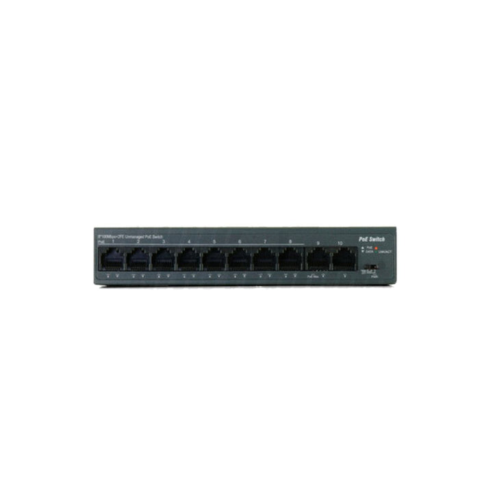 Switch Fast Ethernet - 8FE(PSE)+2FE uplink - 10 porte - PoE Unmanaged - con funzione TVCC