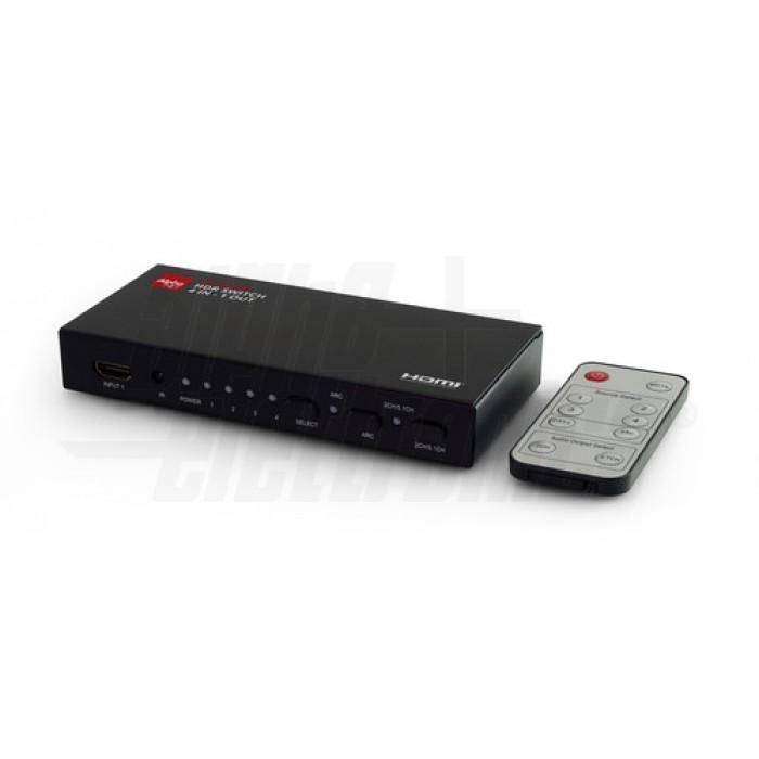 Switch commutatore video hdmi automatico 4K HDR 4 porte con audio ottico e coassiale con telecomando
