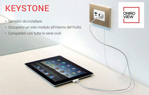 Presa USB C da Muro 5V 3A 18W Power Delivery Modulo Aggancio Keystone per Serie Civili per Ricarica, Bianca